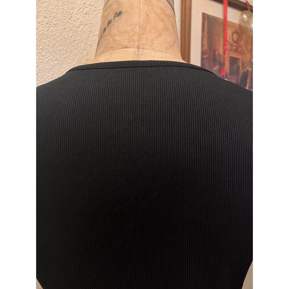 Women's Solid Black Ribbed Sleeveless Wrap Side Tie Side Top NWT Size M - Picture 7 of 10